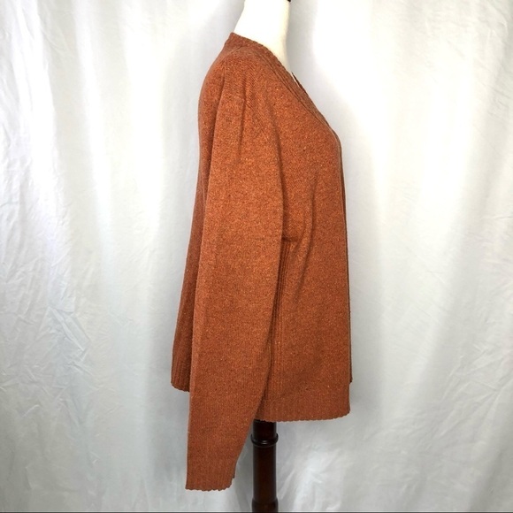 Eddie Bauer v-neck cabled sweater wool camel brown - Picture 3 of 8